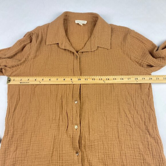 Eileen Fisher Organic Cotton Gauze Collar Lagenlook Button Up Size Small Petite - Picture 9 of 11